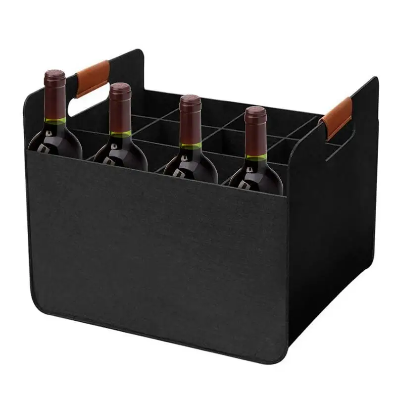 

12 Bottle Felt Wine Carrier Tote Reusable Grocery Bags For Travel Camping And Picnic Protective Wine Bag