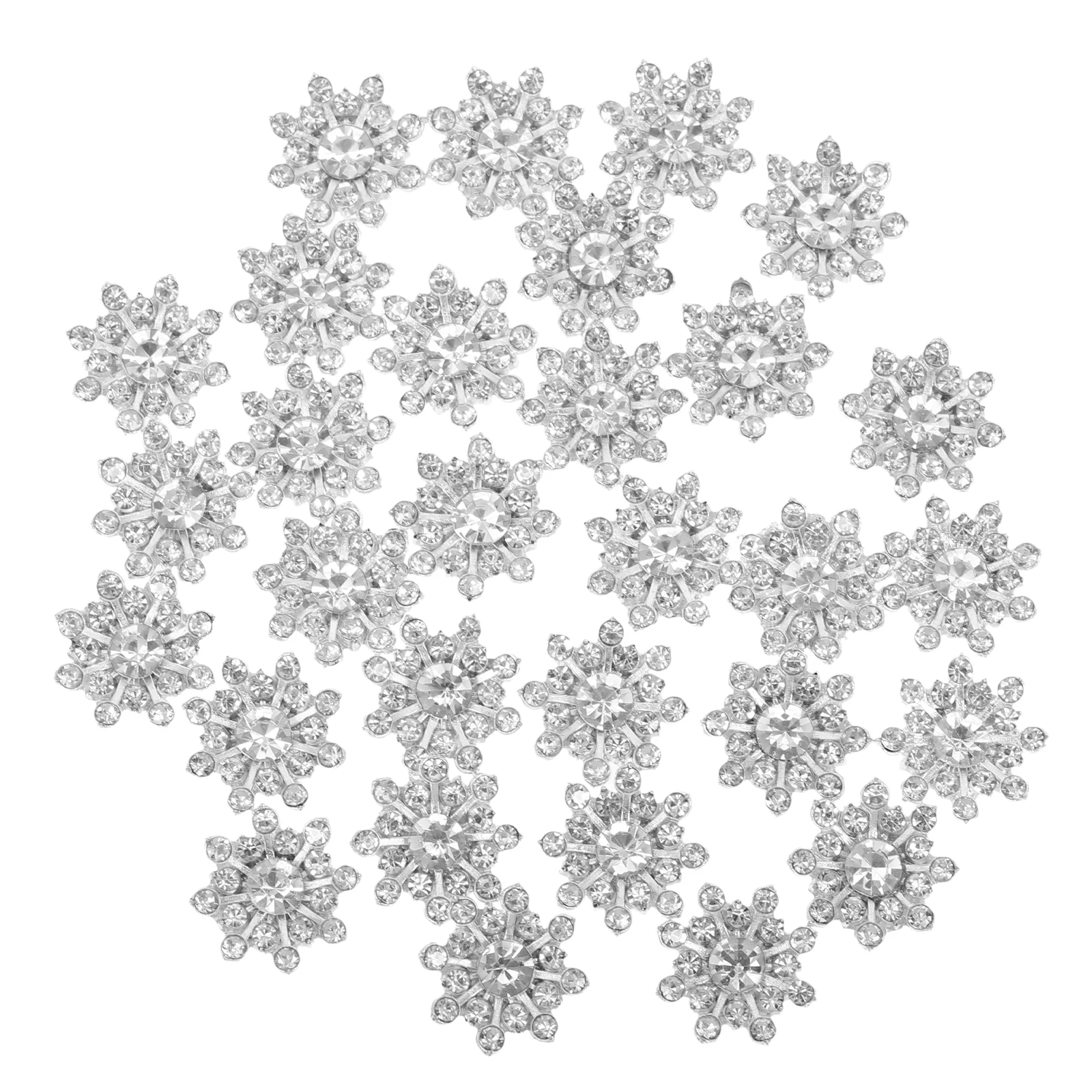 

30pcs Snowflake Rhinestone Buttons Metal Diy Shirt Buttons For Clothing Sewing Crafts Wedding Dress Decorative Supplies