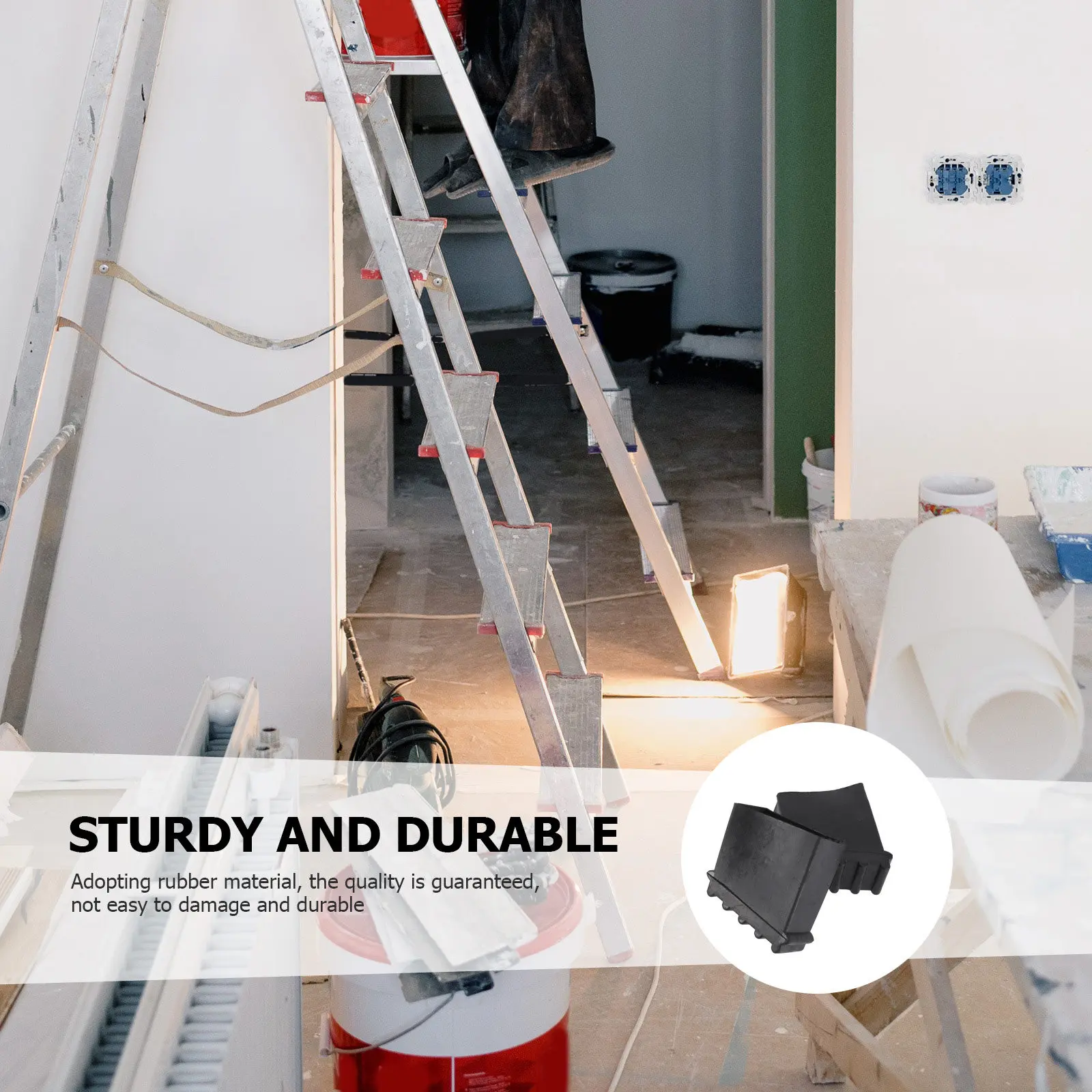 2Pcs Ladder Accessories Non-Slip Ladder Foot Pads Rubber Floor Protection Hardwood Rugs Carpets Enhanced Stability Safety