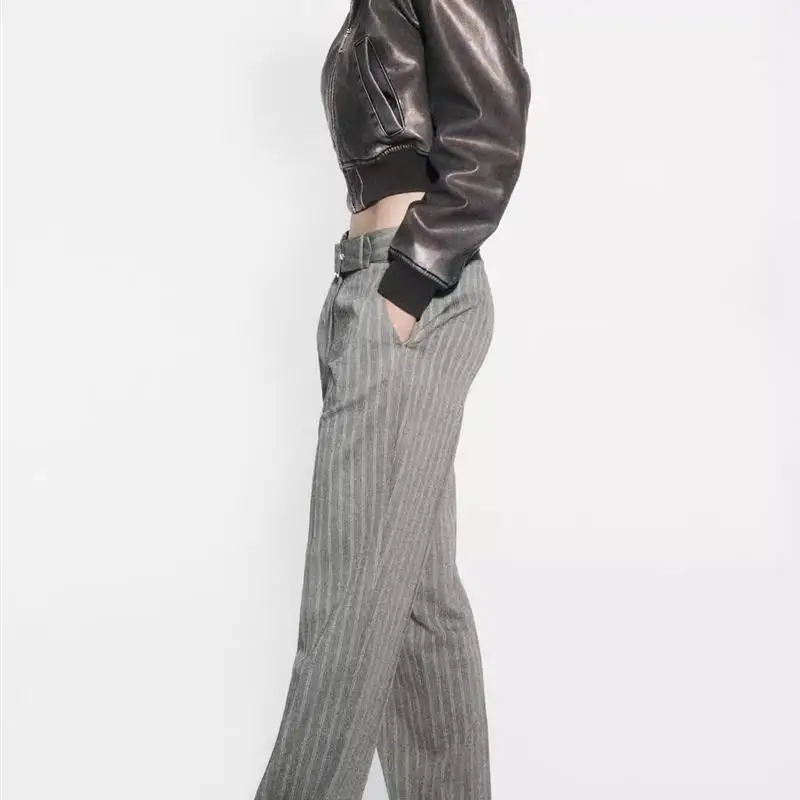 

Винтажное байкерское пальто из искусственной кожи Pilot Coat Z Mechanical Sle Straight Cut Long Sve на молнии Winter Out...