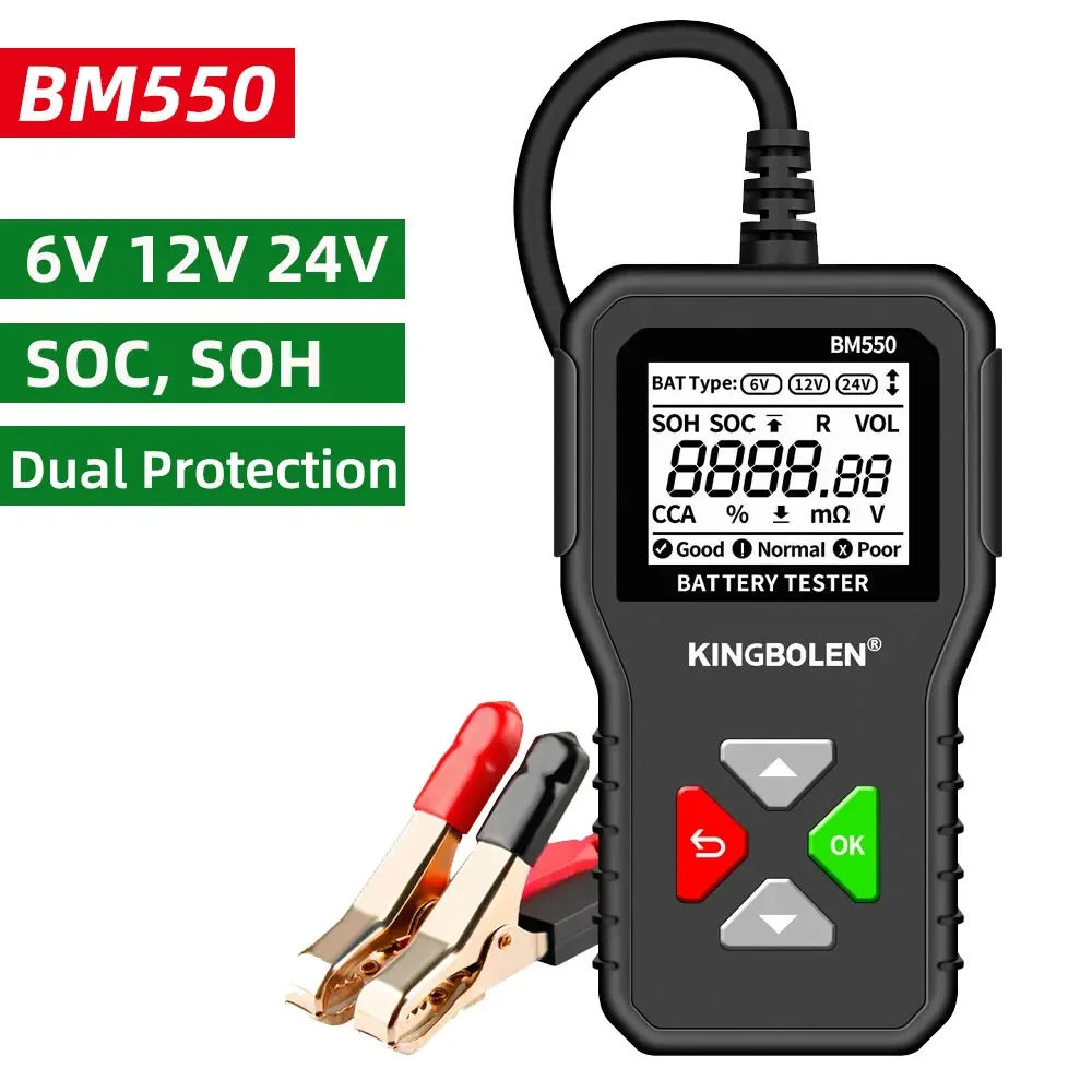 BM550, BM550 PLUS Car Battery Tester 6V 12V 24V Battery System Detect Auto Battery Analyzer Car Tool SOC SOH