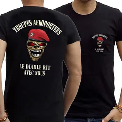 100% Cotton O-Neck Summer Mens T-shirt French Foreign Legion TAP Paratroops Airborne Badge Skull T-Shirt Short Sleeve Casual