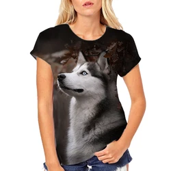 Women T-shirt Husky Dog 3D Print Animal Tees Woman Casual Streetwear Short Sleeve Harajuku Summer T Shirts Oversized Y2k Tops