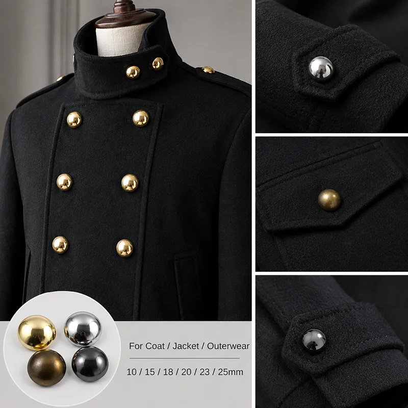 50Pcs Metal Buttons Antique Silver Copper Mushroom Button 15-25mm for Jacket Suit Shirt Coat Decoration Buckle Sewing Accessory