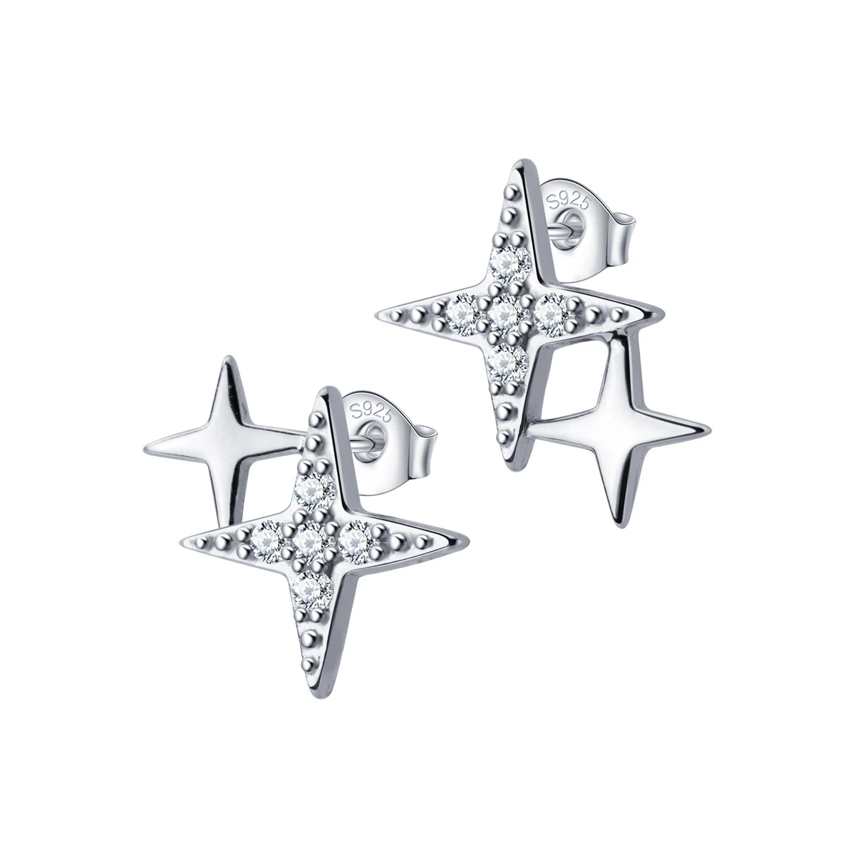 Modian Luxury Clear CZ Sparkling Stars Cute Galaxy Stud Earrings Fashion Female Real 925 Sterling Silver Jewelry For Women Gift