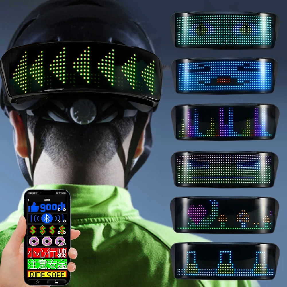 

Motorcycle DIY RGB LED Helmet Display Warning Light Night Riding Bike Ski Helmet Taillight APP Programmable LED Screen
