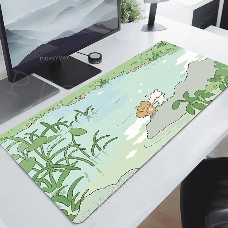 Tapis de souris vert mignon Kawaii, tapis de table de bureau, ordinateur, sous-société, grand tapis de bureau, grand joueur, Moudescriptif, polymères de souris, 100x50cm