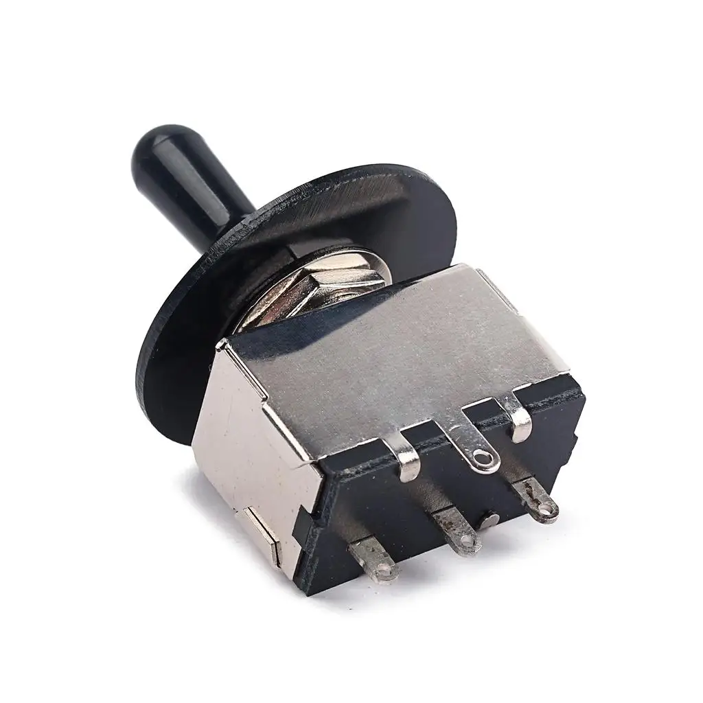 Electric Guitar Toggle Switch 3 Way Pickup Selector with Black Knob and Washer Ring Plate for LP SG Guitar Repair Upgrade Parts
