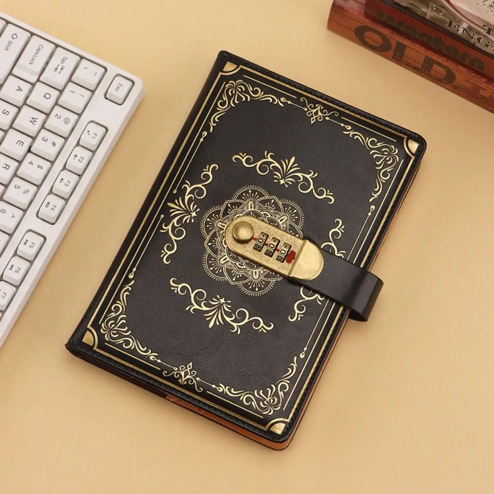 

A5 100Sheets Journal Notebook With Lock Flower Cover Embossed Design Diary Writing Pads Line Paper Stationery
