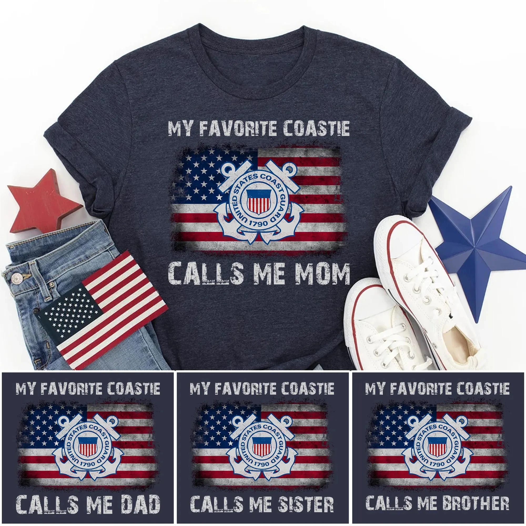 My Favorite Coastie Calls Me Mom T-shirt Proud Coast Guard Mom Shirts Coast Guard Dad Coast Guard Wife Coast Guard Sister