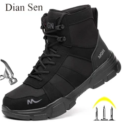 Safety Shoes For Men Light Weight Steel Toe Work Safety Sneakers Black Boots Anti-Smashing Puncture Proof Construction Work Shoe