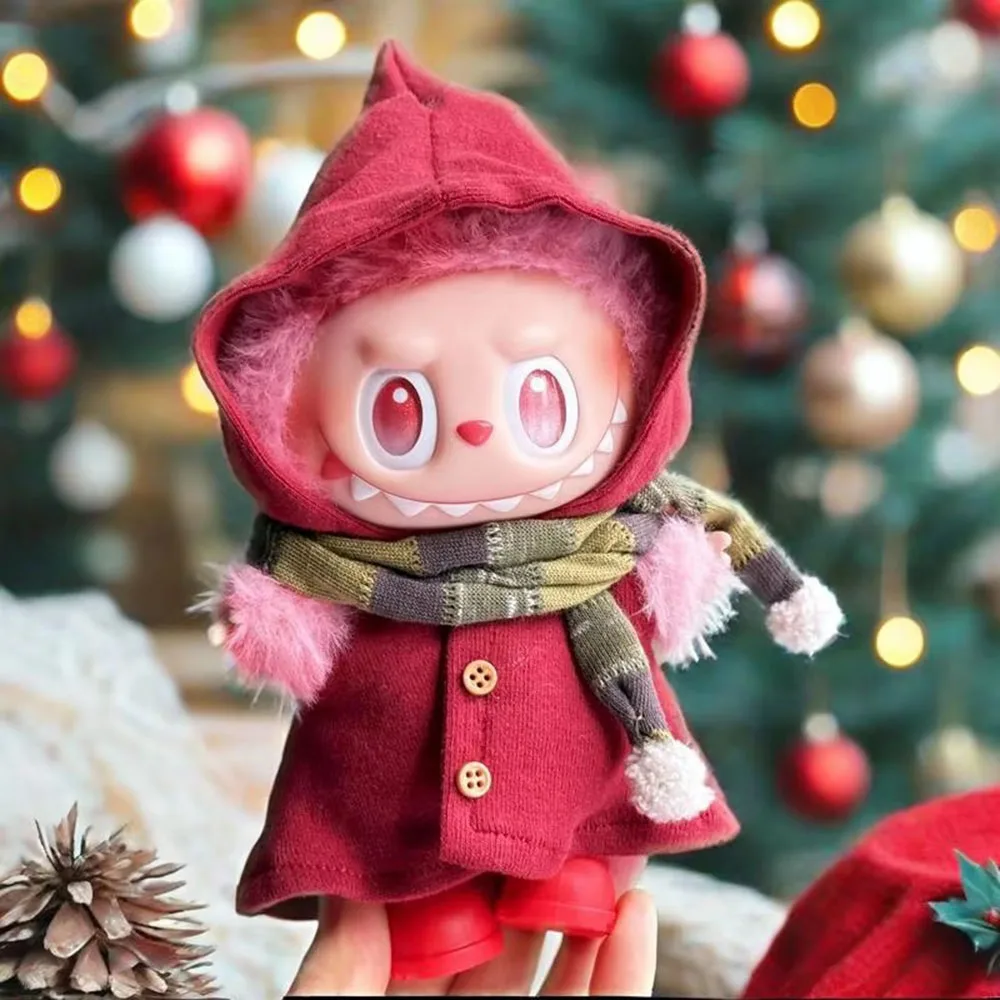2025, neue Kleidung für Labubu-Puppen, Kleidung, Elfen-Umhang, Mantel, rot, Weihnachten, Neujahr, Kleidung, Outfit, Zubehör [keine Puppe]