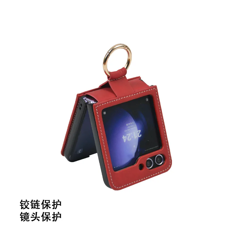 For Samsung ZFlip6 N3Flip Skin-Friendly Ring Holder Case Foldable Screen Protective Cover Anti-Slip Shockproof Phone Case