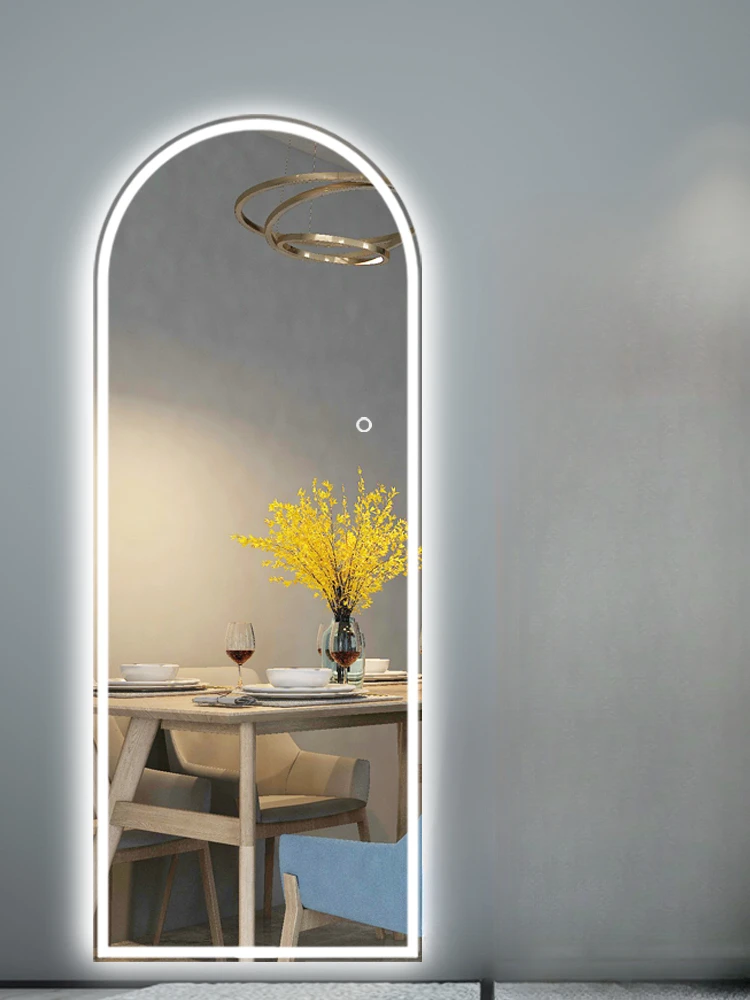 Full-length mirror luminous explosion-proof large mirror arched led wall-mounted charging smart full-body mirror