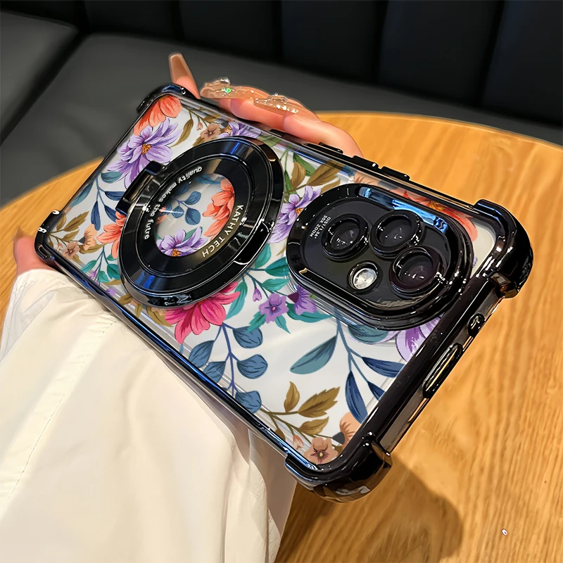 

Shockproof Clear Phone Case For Honor X9D X7A X6A X70 X30I X9A X8D X6D X8A Fashion Flower Print Plating Soft Silicone Cover