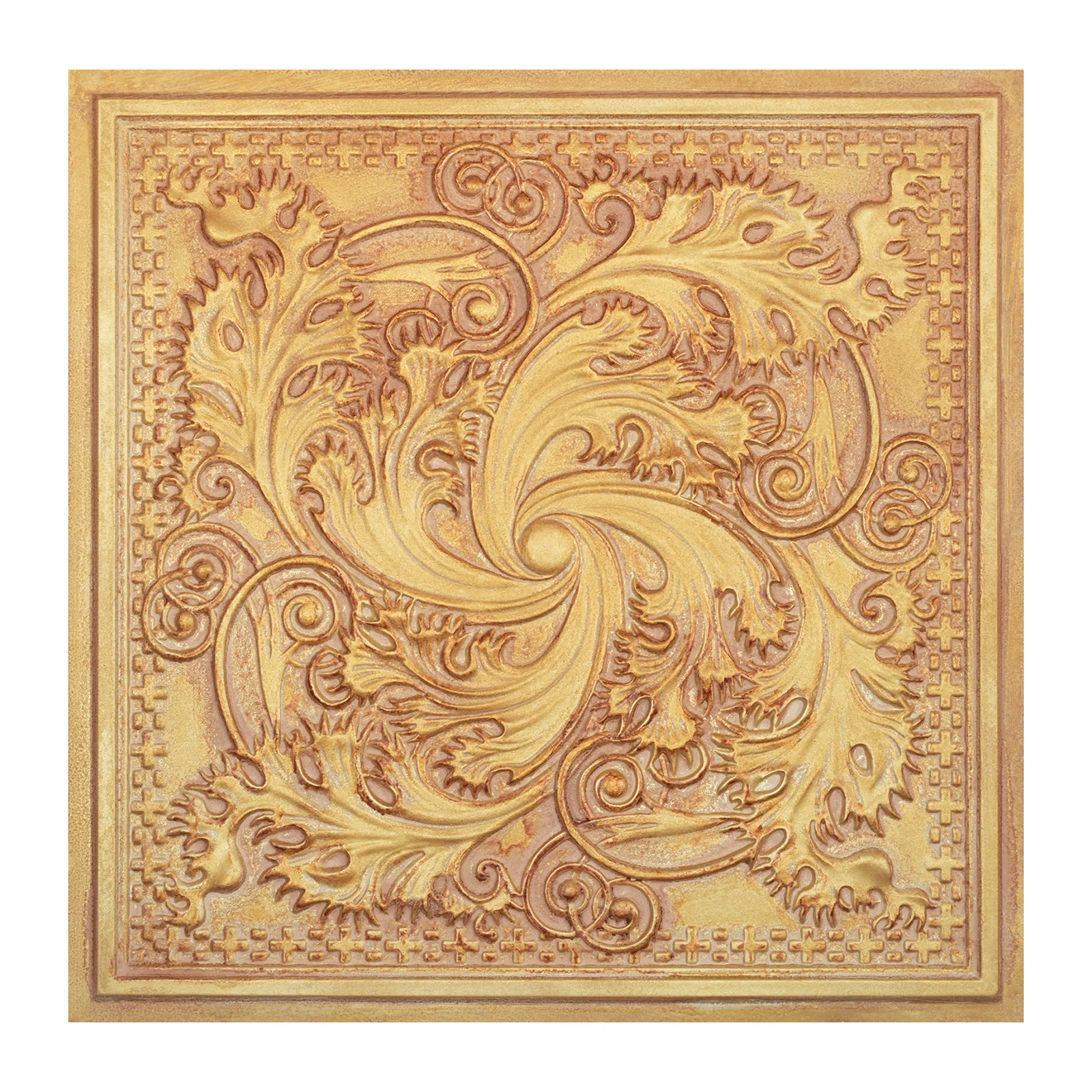 Embellished Ceiling Tiles Faux Tin Glue up/Drop in Wall Panel Interior Decor 10pcs PL62 Vintage brown gold PAINTSDECOR