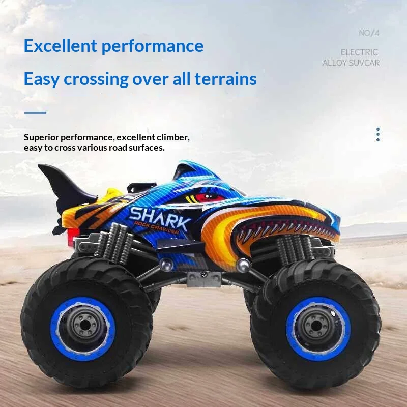 

Автомобиль с дистанционным управлением, 4WD Monster Truck, Акула, динозавр, дизайн, внедорожный альпинистский перезаряжаемый фонарь, музыкальная детская игрушка в подарок для мальчиков
