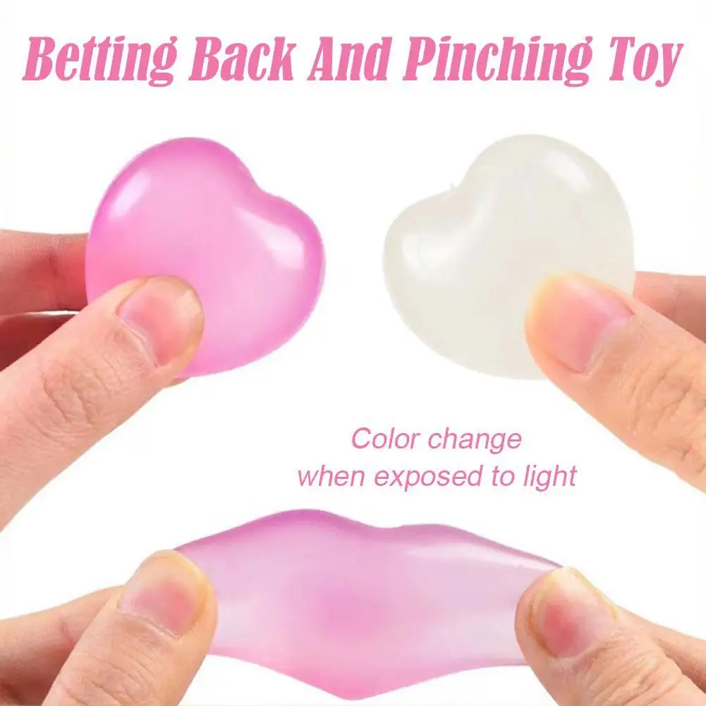 Soft Heart Shape Light Sensitive Color Changing Squeeze Toy Stress Relief Novelty Love Fidget Ball Gift Random Color 1Pc