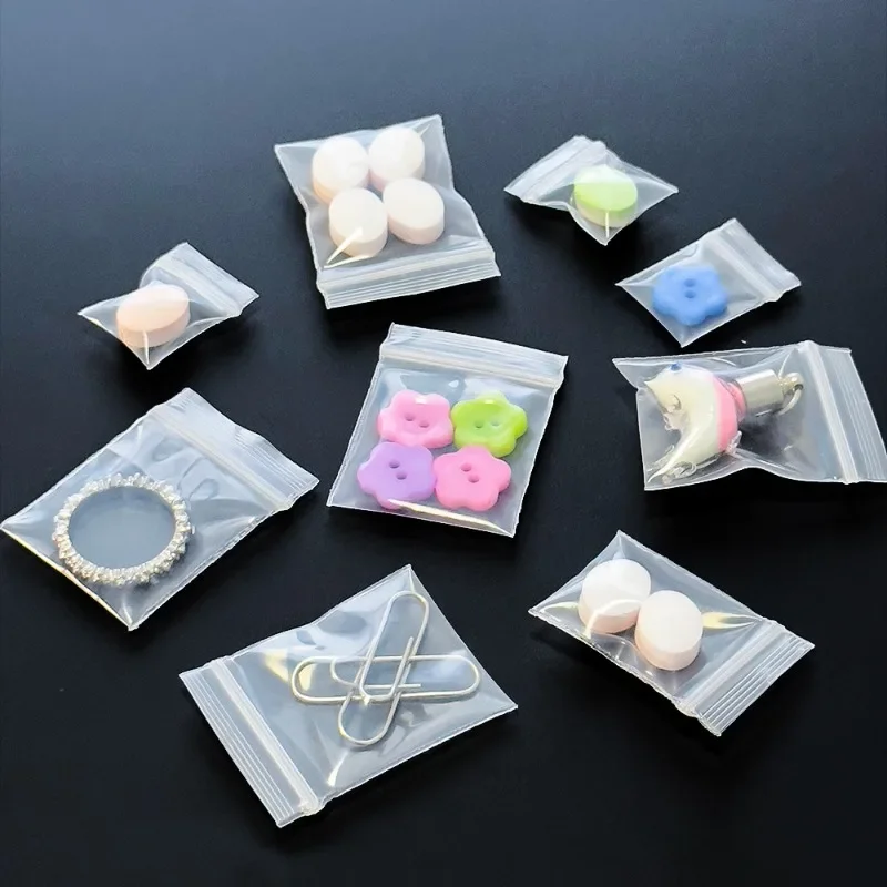 100Pcs Mini Clear Plastic Bag Jewelry Earring Coin Pill OPP Packaging Bags Small Accessories Storage Bag Reusable Pouches