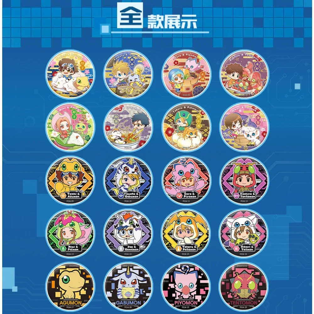 New Genuine KAYOU Digital Monster Round Badges Trendy Anime Peripheral Toy Hobby Collect Cartoon Q-version Brooch Accessory Gift view 2