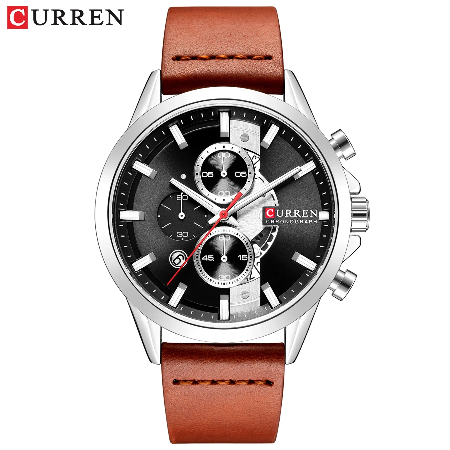 CURREN 8325 Luxury Brand Watches for Man Casual Clock with Chronograph Luminous Hands Leather Straps Wristwatches Male