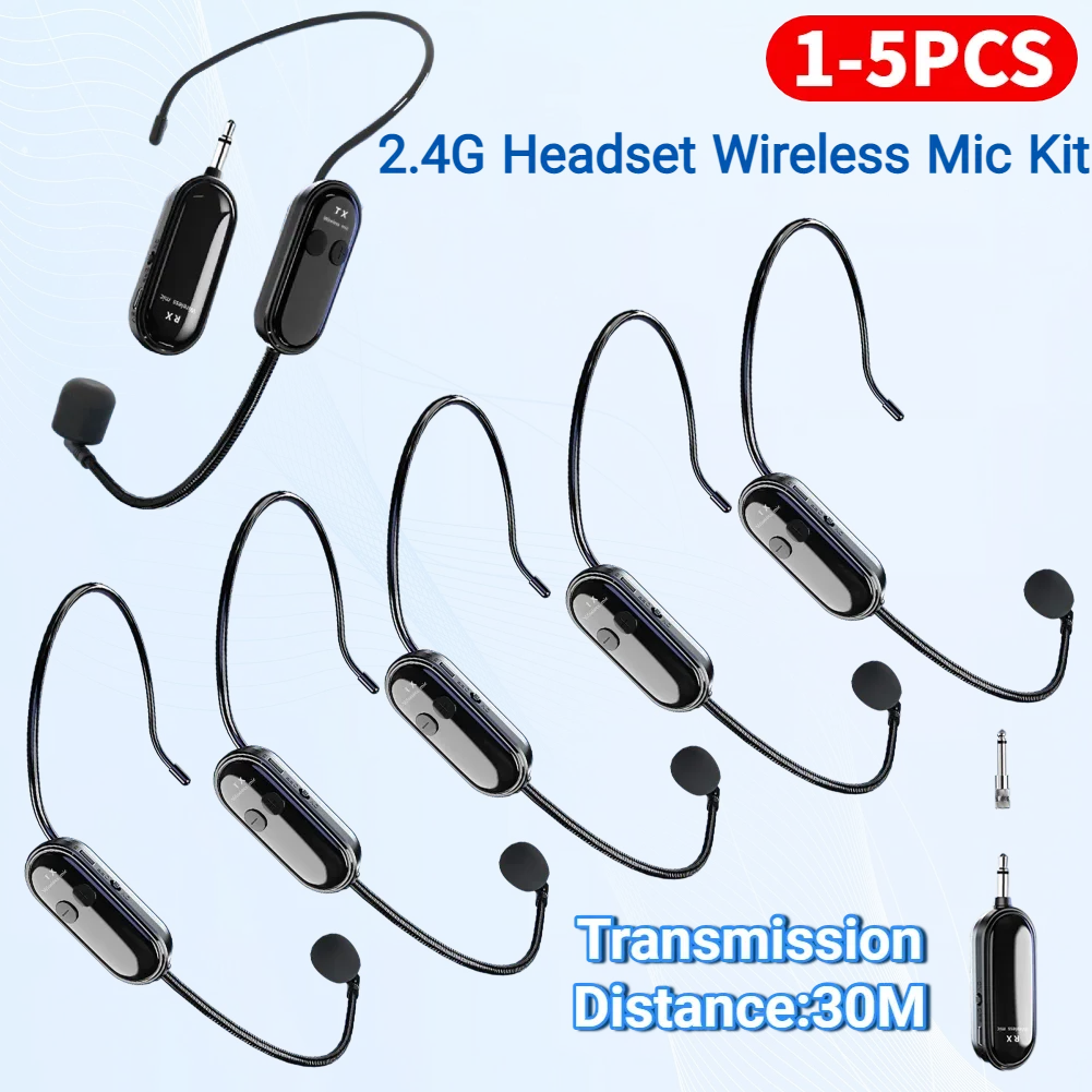 2.4G Wireless Headset & Handheld 2 in 1 Mic Long Range Mic System Headset Mic for Teaching Stage Performers Fitness Instructors