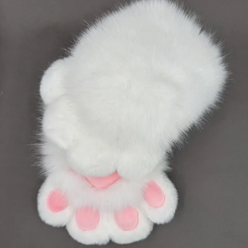 Cute Cartoon Cosplay Costume Gloves Furry Kig Plush Cat Paw Gloves Cosplay Props Party Fingerless Cosplay