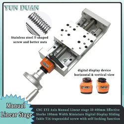 CNC Manual Sliding Table 50-1000mm Effective Stroke Linear Actuator  Module With Digital Display Position Counter Handwheel XYZ