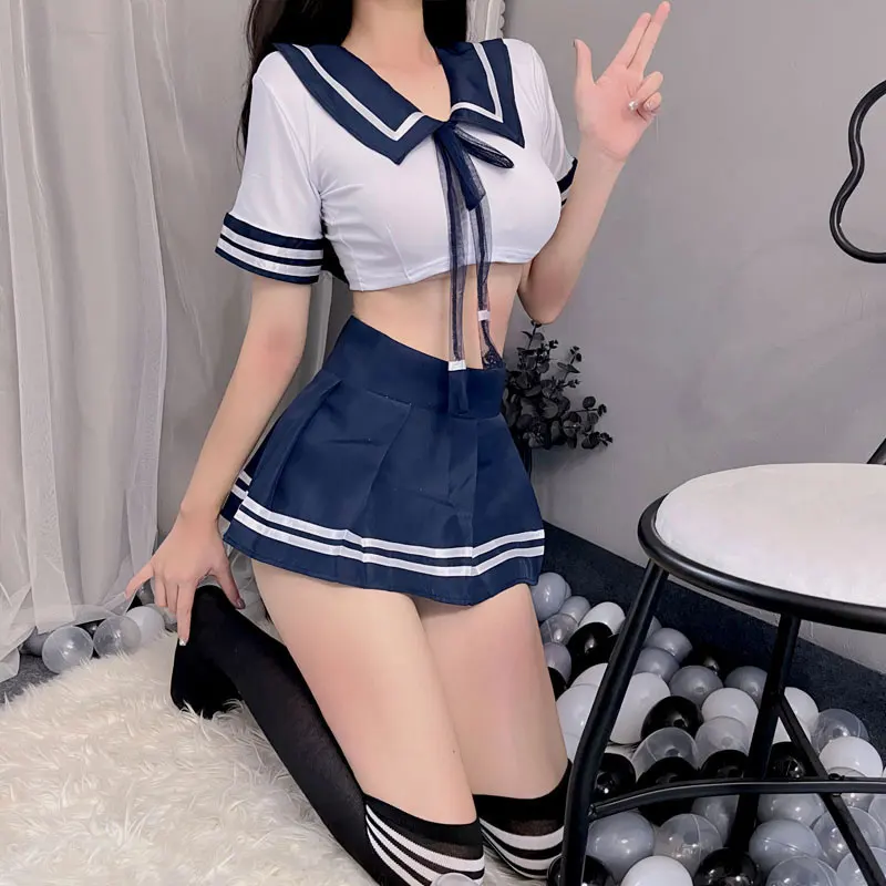 Sexy Lingerie Super Hot Student Uniform School Girl Erotic Costume Dress Women Miniskirt Lingerie Student Cosplay Set Role Play