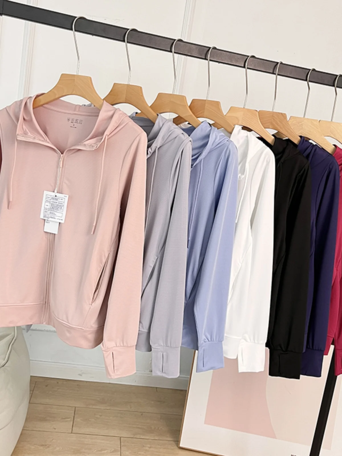 

Lightweight Breathable UV Protection Ice Silk Zipper Hooded Open Cardigan Women's Outerwear Try Room Fashion Sunscreen Clothes