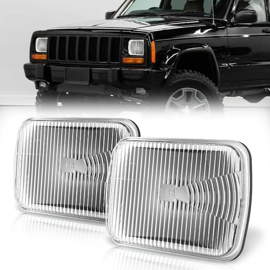 

5x7 7x6 7 inch Glass Housing Headlight Crystal Headlamp for H6054 H6052 H6014 Glass 7 Headlight Clear Lens Sealed High Low Beam