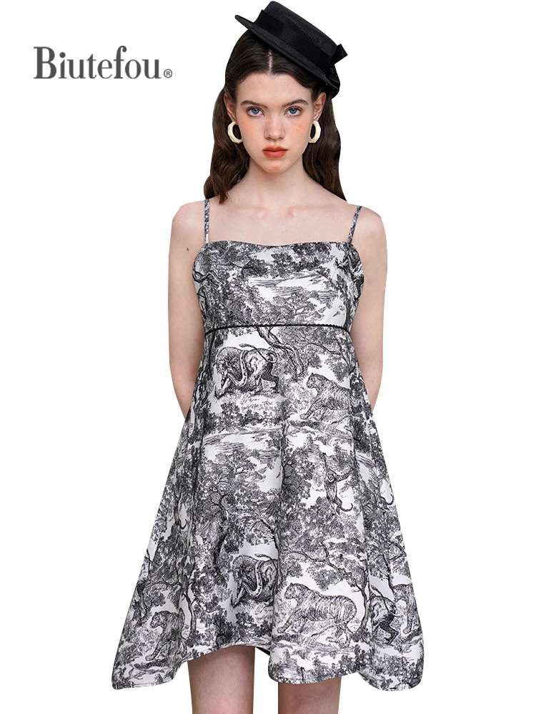 

Women's Hand Painted Forest Animals Dress, Summer