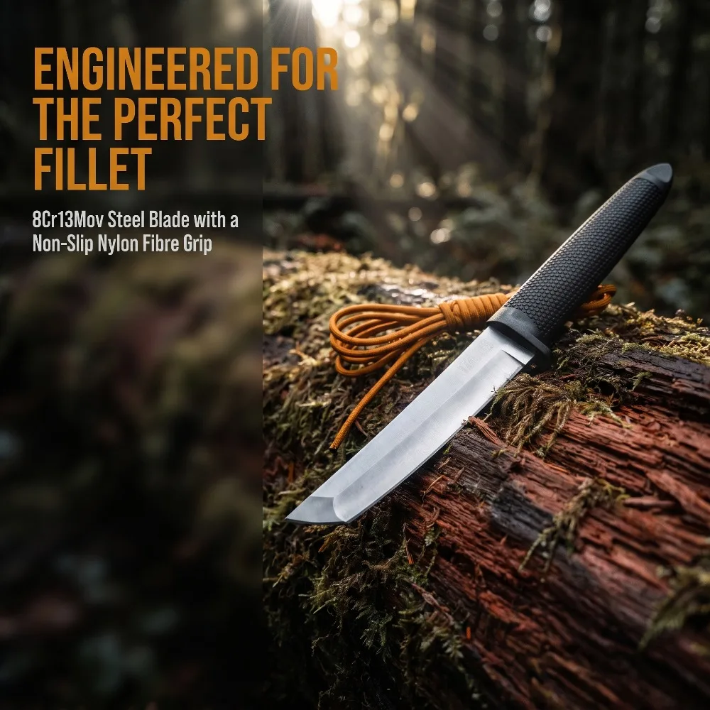 20TL Outdoor Straight Fixed Blade Knife Nylon Fiber Handle Portable Outdoor Bushcraft Camping Cutting Tool