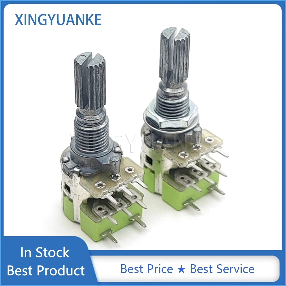 2PCS R125G 12 Type Double Connection With Switch 8Pins B50K B503 Volume Speaker Power Amplifier Potentiometer Handle Length 20mm