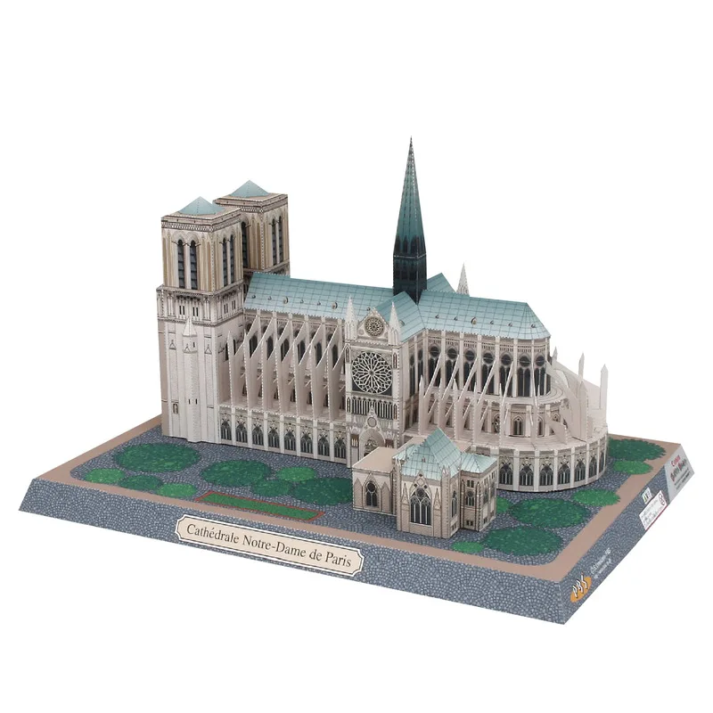 

14cm Famous Architecture Notre Dame de Paris 3D Paper Model DIY Hand-made Parent-child Hand-made Stereo Paper Toys