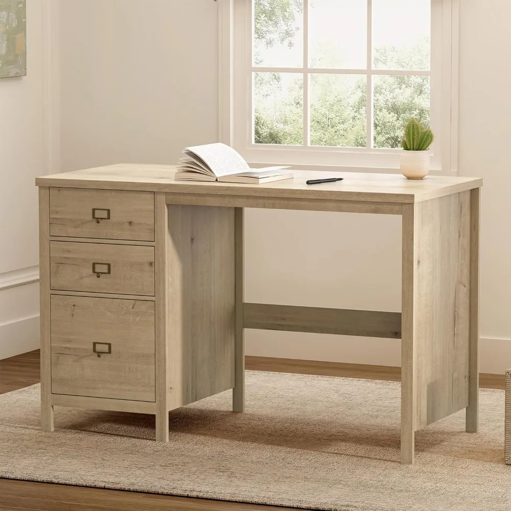 

47" Executive Desk with Drawers, Modern Wood Home Office Desk with File Drawer, Farmhouse Computer Writing Desk for Working