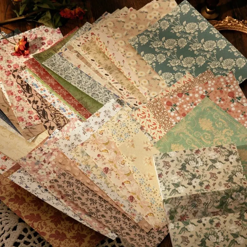 Bloc de notas de Material Vintage para mensajes, papel decorativo con personaje de flores creativas, 8 estilos, 100 piezas