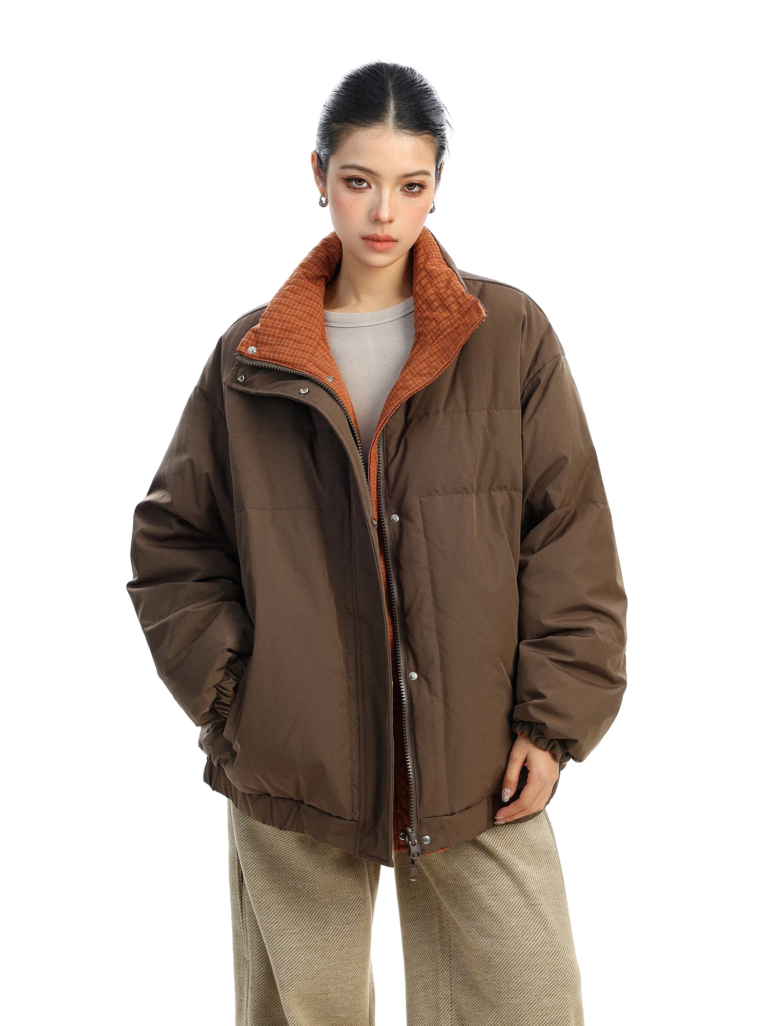 

Двусторонняя одежда с воротником-стойкой 90, белая куртка-пуховик Du, женская зимняя тонкая рабочая хлопковая куртка для пар, верхняя одежда