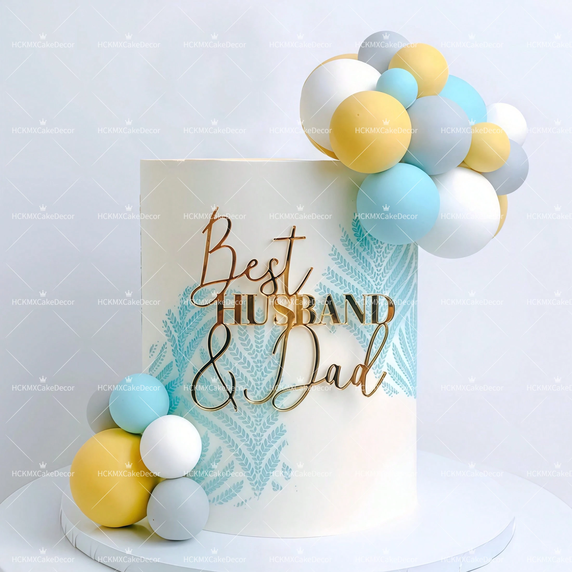 3 Stück Tortenaufsatz „Bester Ehemann & Vater“ aus goldfarbenem Acryl, Hochzeitstag, Party, Kuchendekoration für den Vater – Detail 2