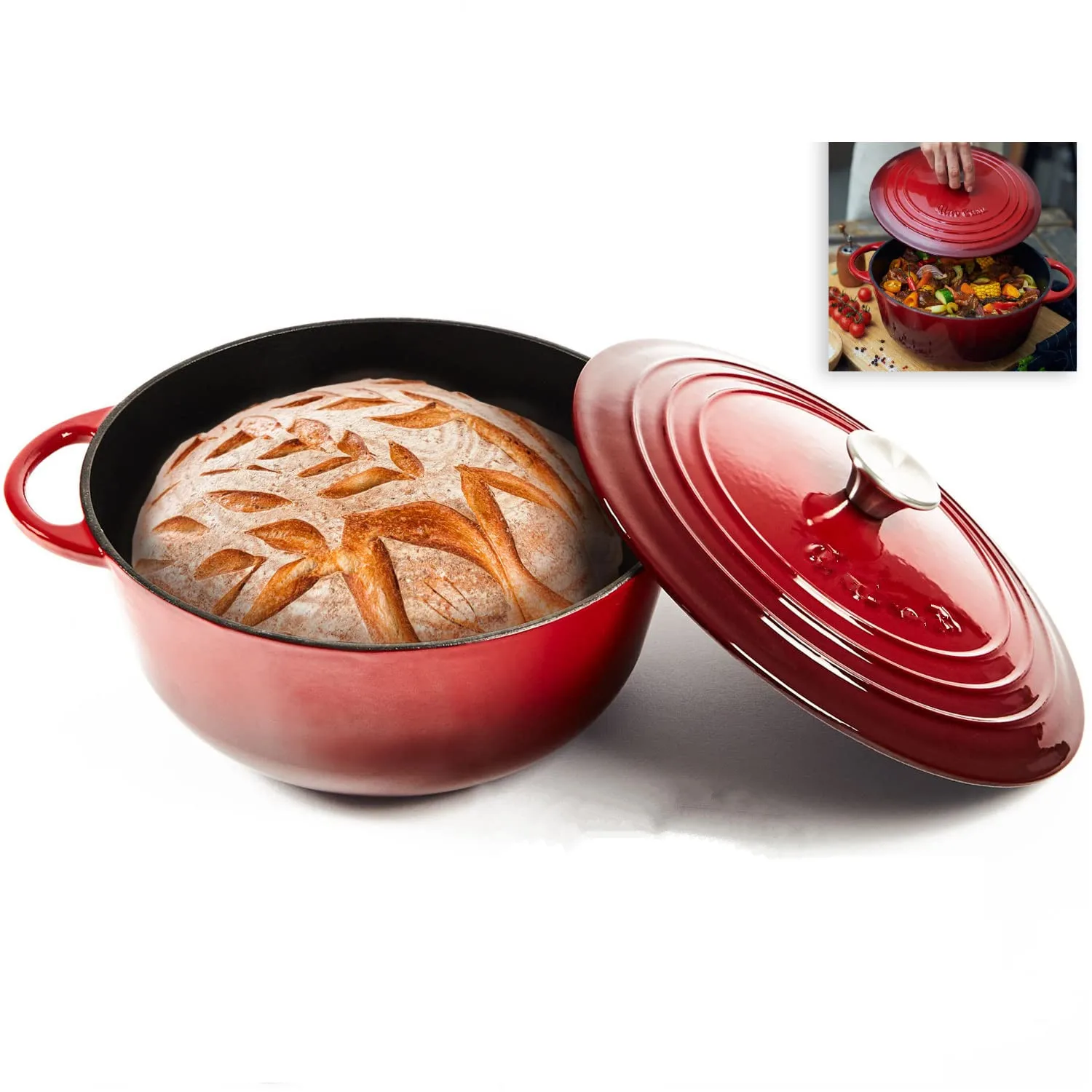 Enameled Cast Iron Dutch Oven 3.6 Quart Enamel Coated Heavy Duty Non-Stick Enamel Pot Casserole Dish 9.4inch for All Heat Source