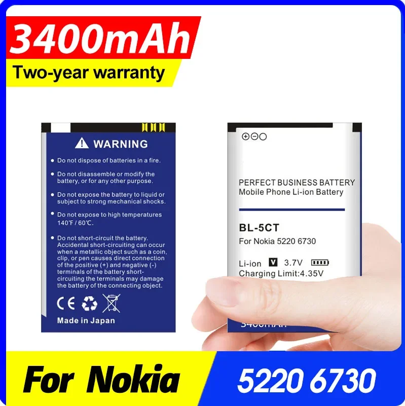 3400mah Replacement Phone Battery Bl-5ct Bl5ct for Nokia 3720 5220 5220xm 6730 6330 6303i C5-02 Bl 5ct