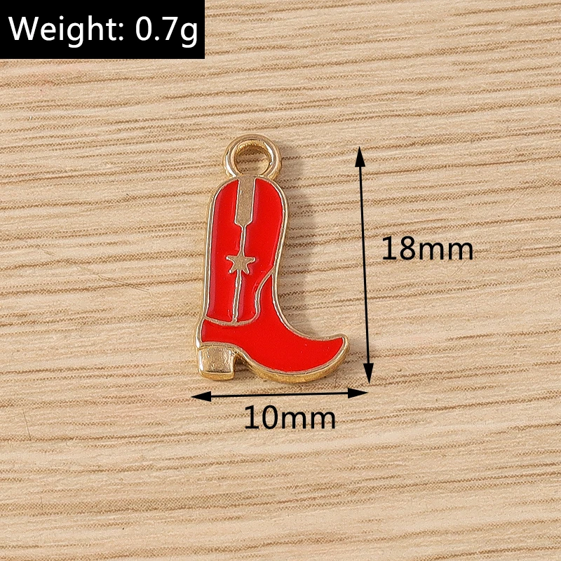 10pcs Cute Enamel Cowboy Boots Hat Charms Pendants for Jewelry Making DIY Drop Earrings Necklace Bracelets Handmade Crafts Gifts