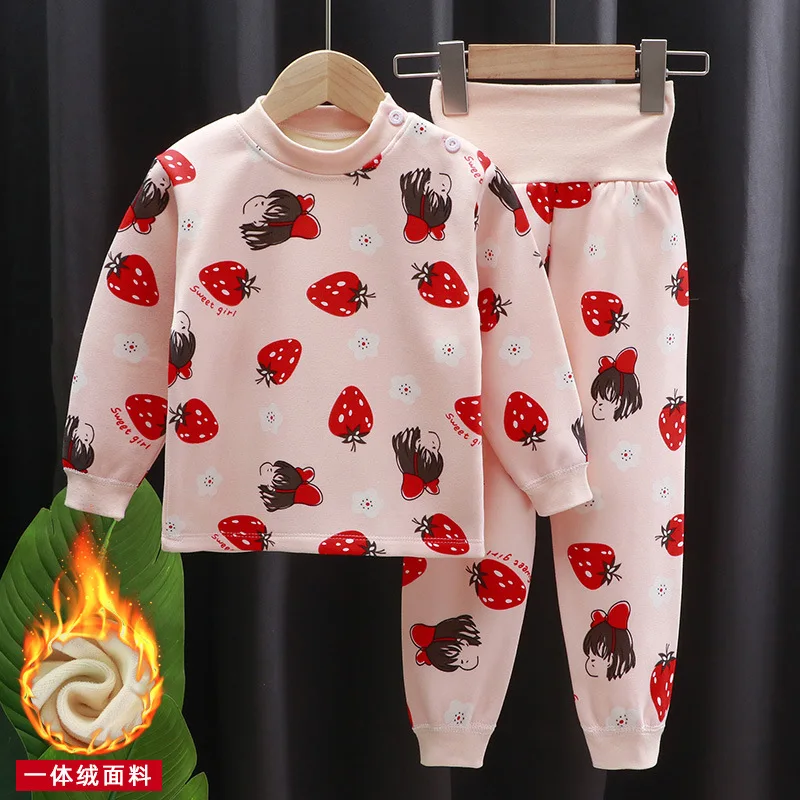 Neue Kinder Jungen Mädchen Dicke Pyjama Sets Cartoon Langarm Nette T-Shirt Tops mit Hosen Kleinkind Baby Herbst Schlafsack Kleidung