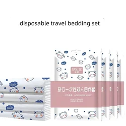 Non-Woven Bedding Set Disposable Duvet Cover 3/4pcs Bed Sheet Travel Anti-Dirty Waterproof Hotel Portable Travel Bedding Set