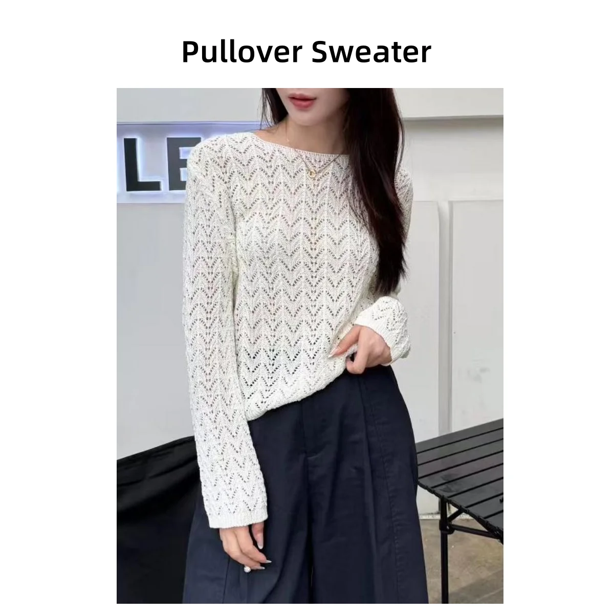 

Ladies' Fashion O-neck Knitted Sweater Solid Color Long Sleeve Knit Pullovers Simple Chic Jumpers 2o25 Korean Elegant Knit Tops