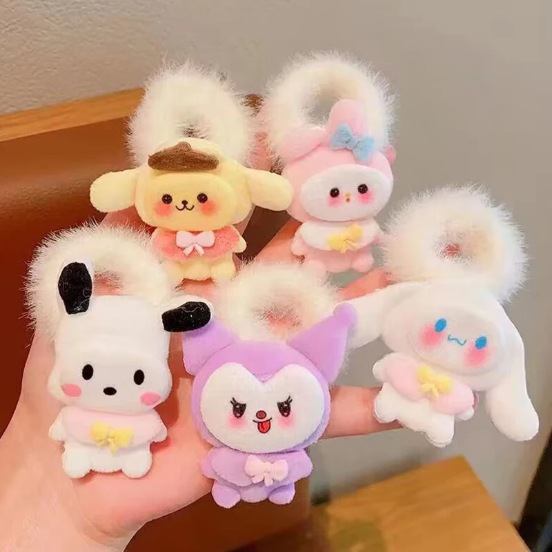 Épingle à cheveux en peluche pour enfants, décoration de cheveux, dessin animé, doux Kawaii, mélodie, Cinnamoroll, Pochacco, Kuromi, Purin, Sanurgente, mignon