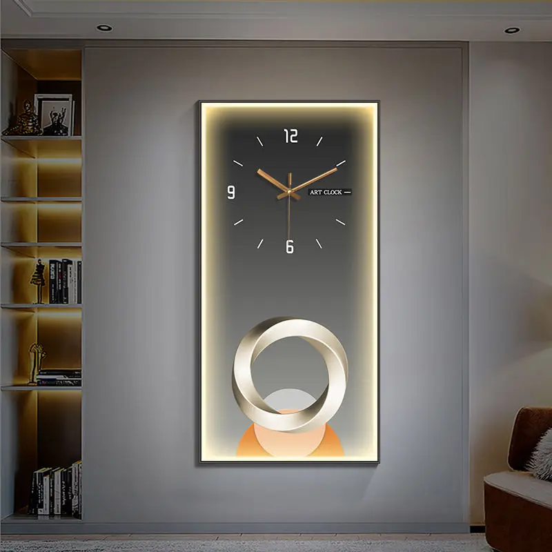 Simple Decorative Painting Wall Clock Home Light Luxury Living Room Hanging Wall Painting Clock Led Luminescent Lamp Painting