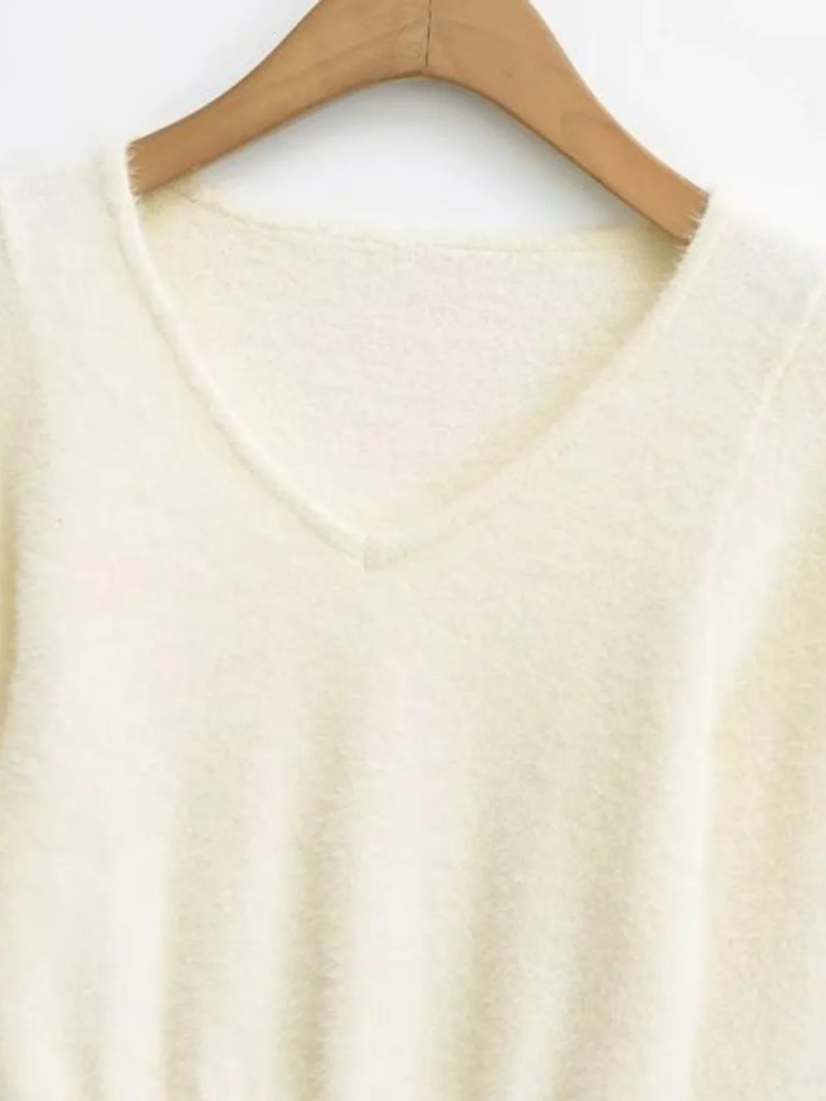 Suéter de Punto de Forro Polar de Manga Larga con Cuello en V para Otoño e Invierno, Moda Femenina, Suave y Acogedor, Estilo ...