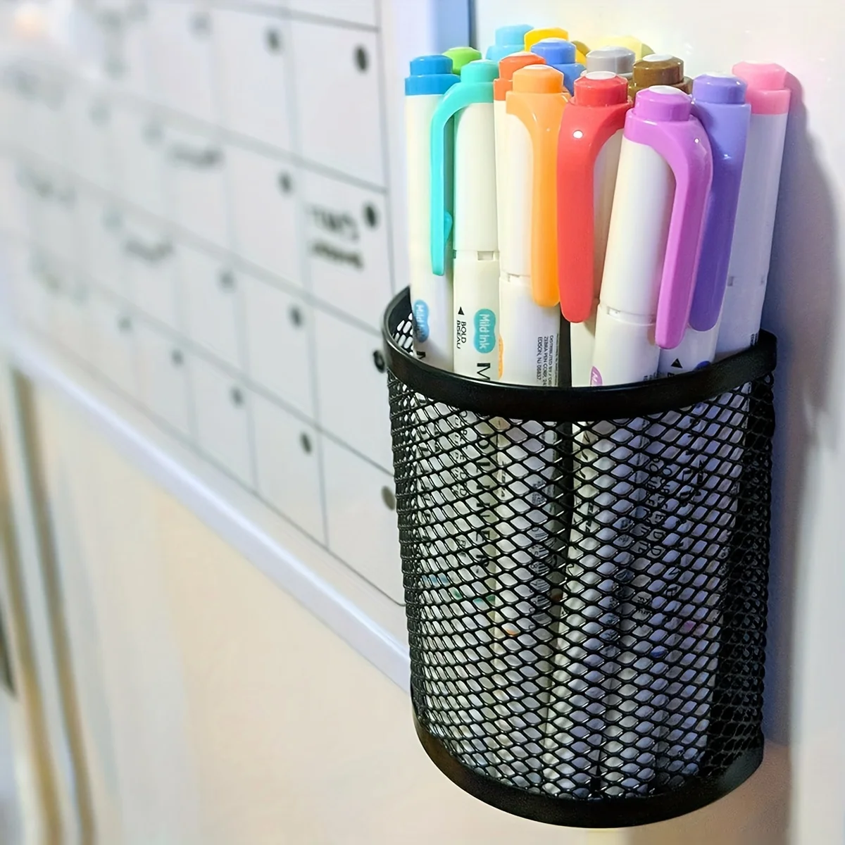 Semi-Circle Magnetic Desktop Storage Basket, Multi-use Tabletop Organizer, Space-saving Holder for Office Sundries