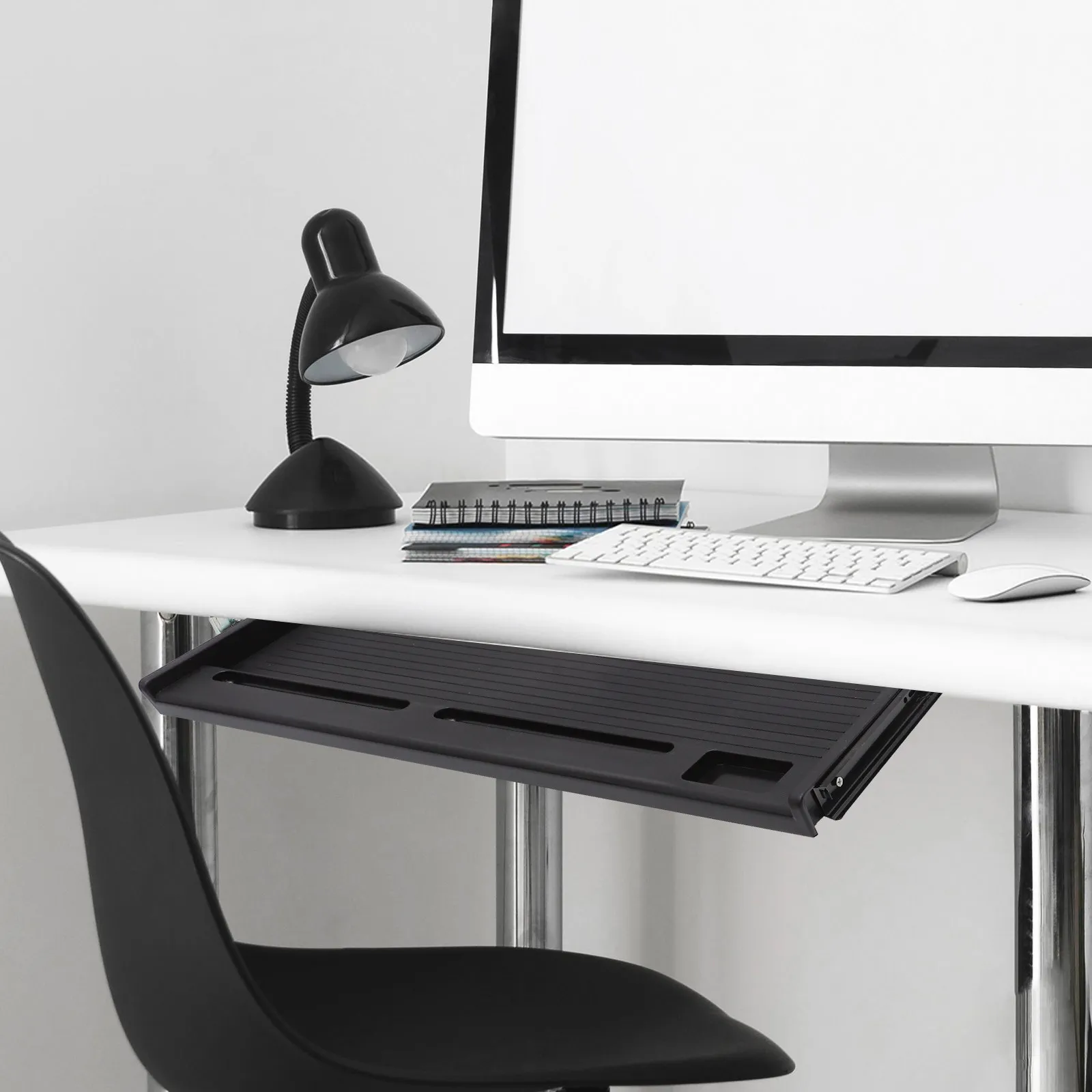 1Set Keyboard Tray Under Desk Sliding Pull Out Drawer Keyboard Mouse Holder Office Desk Organizer Under Table Drawer